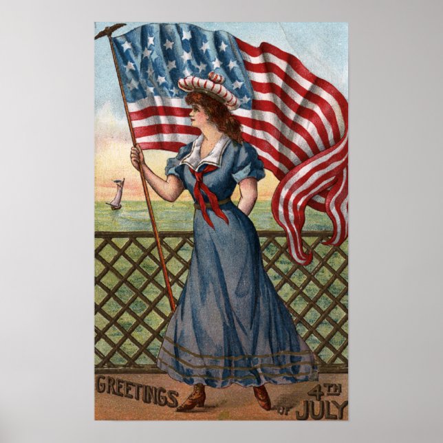 Patriotisch gekleidete Frau Poster (Vorne)
