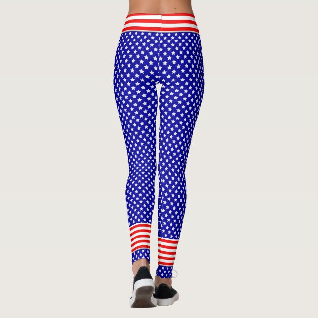 Patriotisch in den US Flagge Rot, Weiß und Blau Leggings (Rückseite)