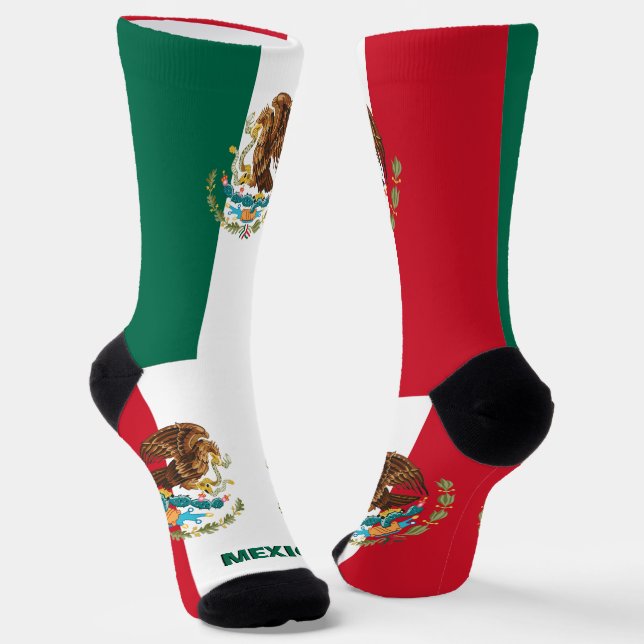 Patriotisch mexikanische Flagge, Nachhaltiger Mexi Socken (Gewinkelt)