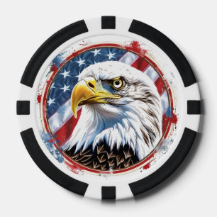 Patriotisch mit amerikanischer Flagge und Weißkopf Pokerchips