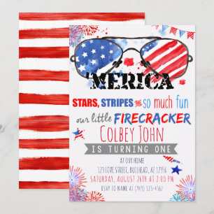 Patriotisch Red White und Blue Little Firecracker Einladung