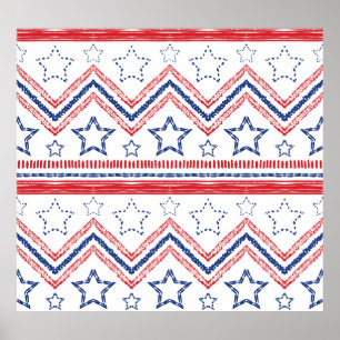 Patriotisch roter blauer Stamm, amerikanische Symb Poster
