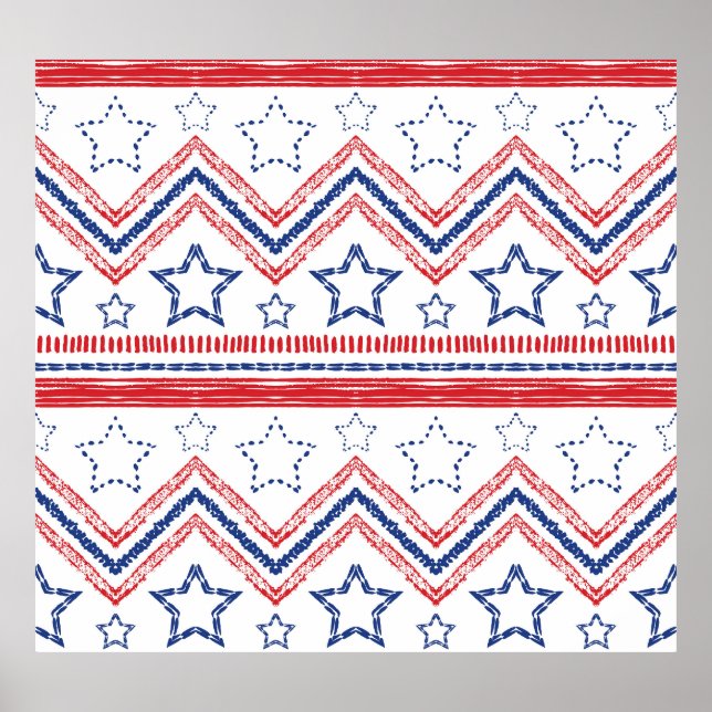 Patriotisch roter blauer Stamm, amerikanische Symb Poster (Vorne)