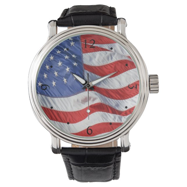 Patriotisch schwingen amerikanischer Flagge Armbanduhr (Vorderseite)