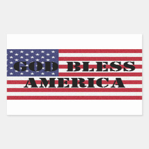 Patriotisch und mächtig Gott segne Amerika Rechteckiger Aufkleber