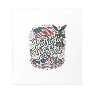 Patriotisch und stolz Vintage 4. Juli Notizblock