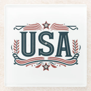 Patriotisch, Vintag USA Glasuntersetzer