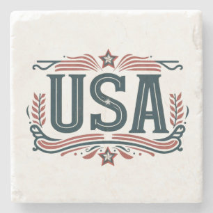 Patriotisch, Vintag USA Steinuntersetzer