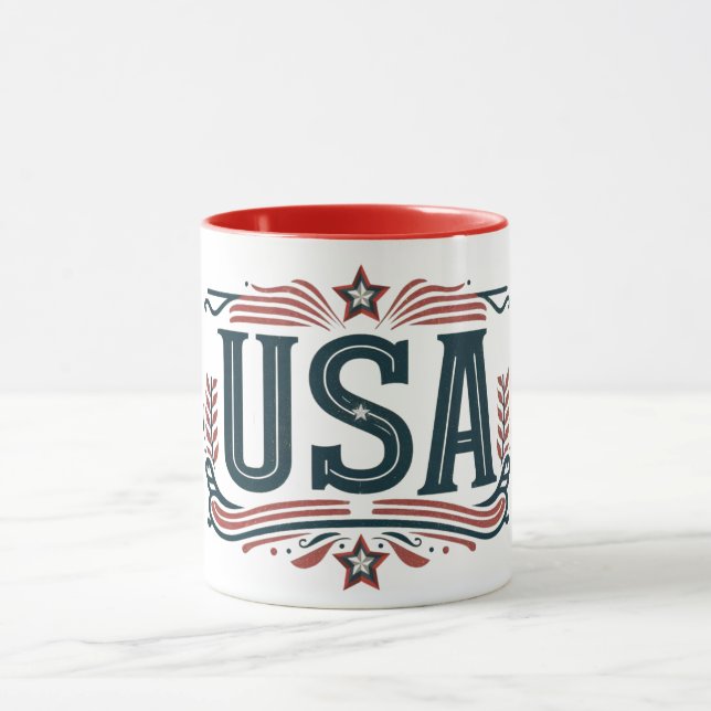 Patriotisch, Vintag USA Tasse (Zentrum)