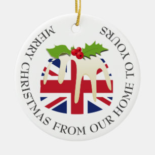 Patriotisch   Weihnachts-Pudding   BRITISH UK FLAG Keramik Ornament