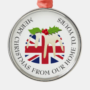 Patriotisch   Weihnachts-Pudding   UNION JACK Ornament Aus Metall