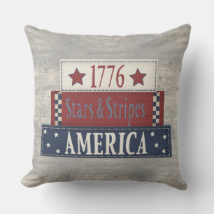 Patriotische 1776 Sterne und Streifen Americana Ru Kissen