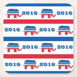Patriotische 2016 republikanische Elefant-Streifen Rechteckiger Pappuntersetzer