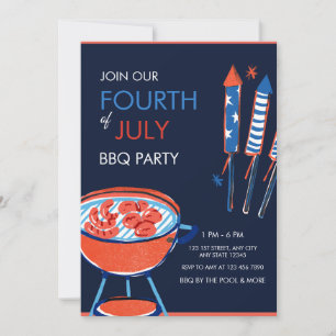 Patriotische 4. Juli BBQ-Party-Einladung Einladung