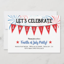 Patriotische 4. Juli Party Einladung Flat Card