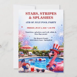 Patriotische 4. Juli-Poolparty - Rot Weiß Blau  Einladung