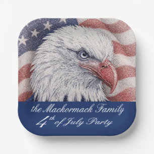 Patriotische 4. Juli Rot Weiß Blau Adler Party Pappteller