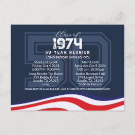 Patriotische 50-jährige High School Wiedersehen Postkarte