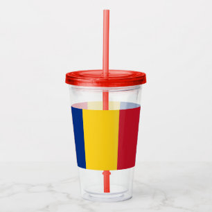 Patriotische Acryltrommel mit Flagge von Rumänien Acryltrinkbecher