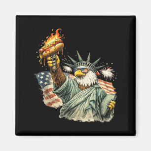 Patriotische Adler Statue Of Liberty Hot Dog Lusti Magnet