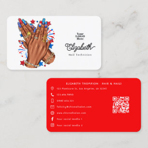Patriotische afroamerikanische Nagelstudio-Markenb Visitenkarte