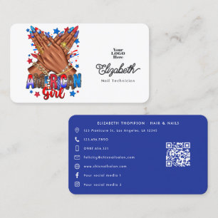 Patriotische afroamerikanische Nagelstudio-Markenb Visitenkarte