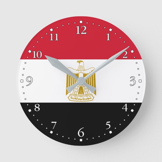 Patriotische Ägyptische Flagge Runde Wanduhr (Vorderseite)