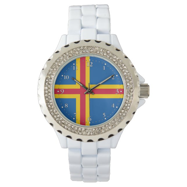 Patriotische Åland-Inseln-Flagge Armbanduhr (Vorderseite)