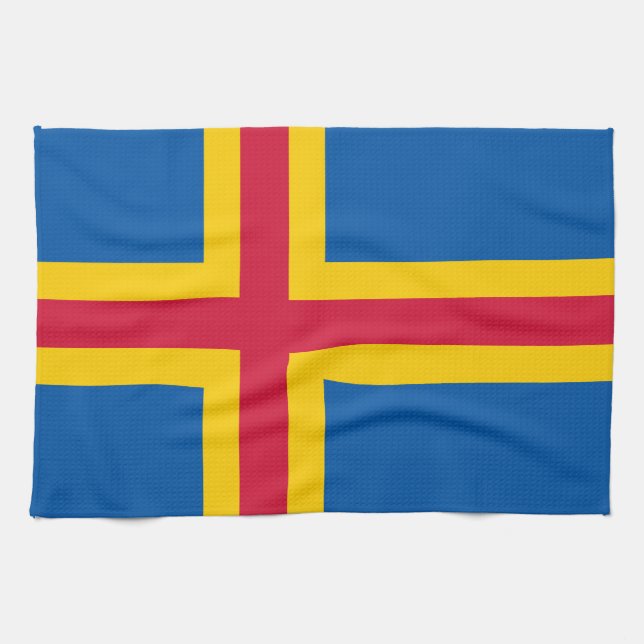 Patriotische Åland-Inseln-Flagge Geschirrtuch (Horizontal)