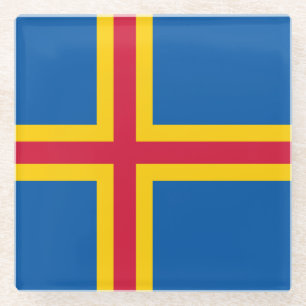 Patriotische Åland-Inseln-Flagge Glasuntersetzer