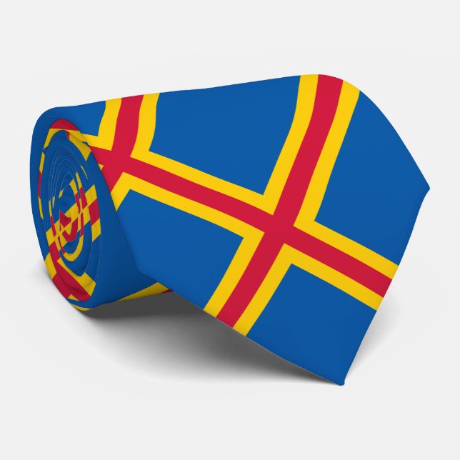 Patriotische Åland-Inseln-Flagge Krawatte (Gerollt)