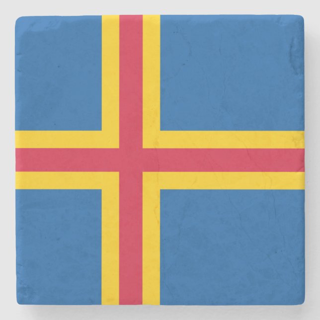 Patriotische Åland-Inseln-Flagge Steinuntersetzer (Vorderseite)
