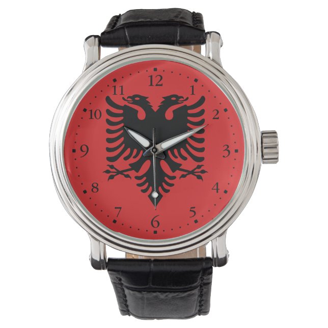 Patriotische albanische Flagge Armbanduhr (Vorderseite)