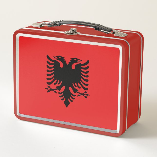 Patriotische albanische Flagge Metall Brotdose (Vorderseite)