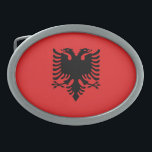 Patriotische albanische Flagge Ovale Gürtelschnalle<br><div class="desc">Die Nationalflagge Albaniens.</div>
