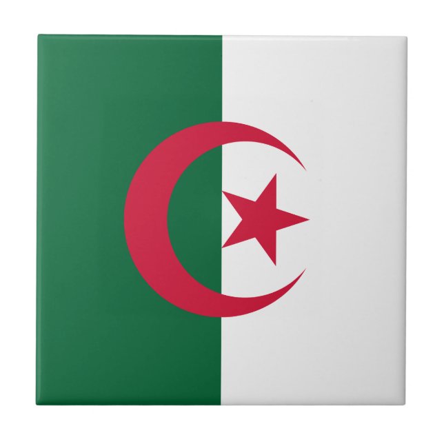 Patriotische algerische Flagge Fliese (Vorderseite)