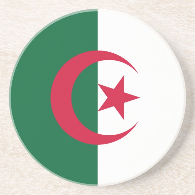 Patriotische algerische Flagge Sandstein Untersetzer (Vorne)