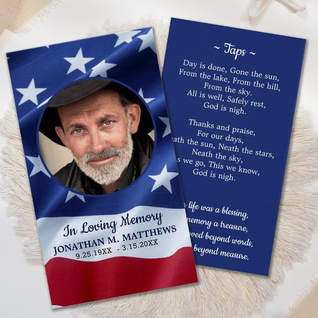 Patriotische American Flag Foto Beerdigungskarte (Von Creator hochgeladen)