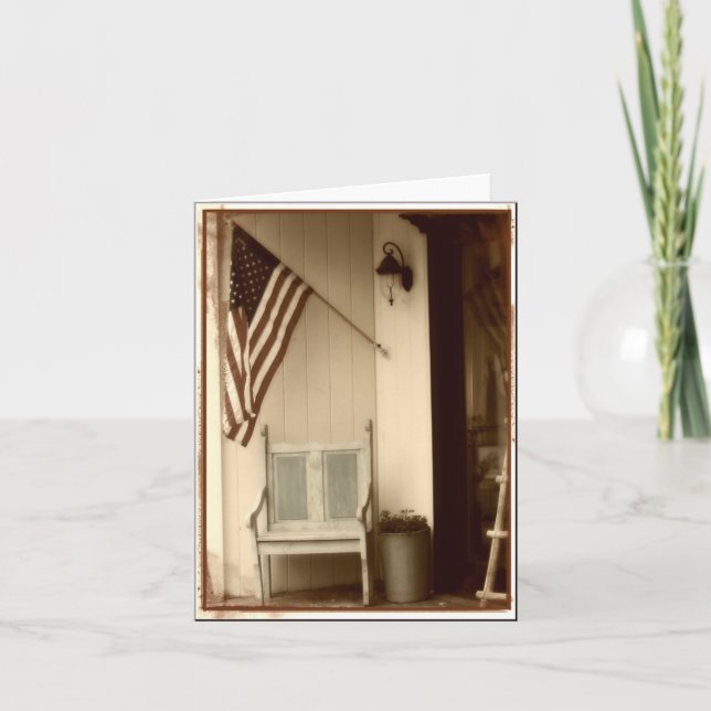Patriotische American Flag Sepia Note Card Dankeskarte (Vorderseite)