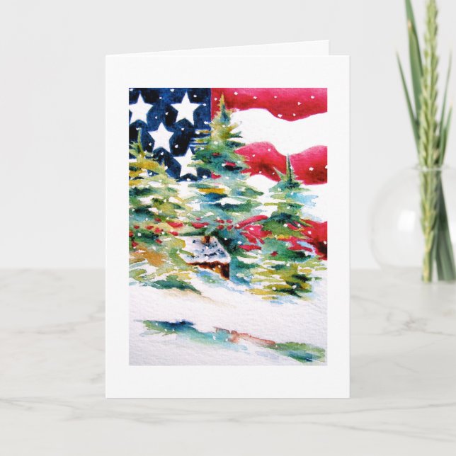 Patriotische American Flag Weihnachtskarte Feiertagskarte (Vorderseite)