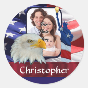 Patriotische American Icon Fotovorlage Runder Aufkleber