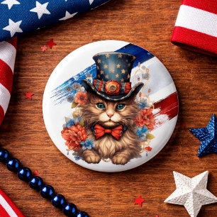 Patriotische Americana-Katze Button