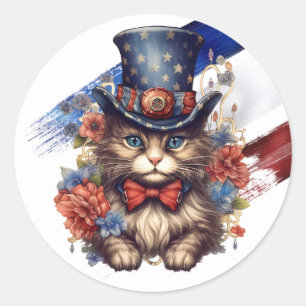 Patriotische Americana-Katze Runder Aufkleber