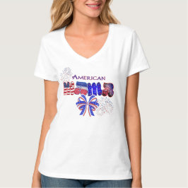 Patriotische Amerikanerin Mama Red White & Blue T-Shirt