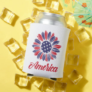 Patriotische Amerikanerin Sonnenblume Dosenkühler
