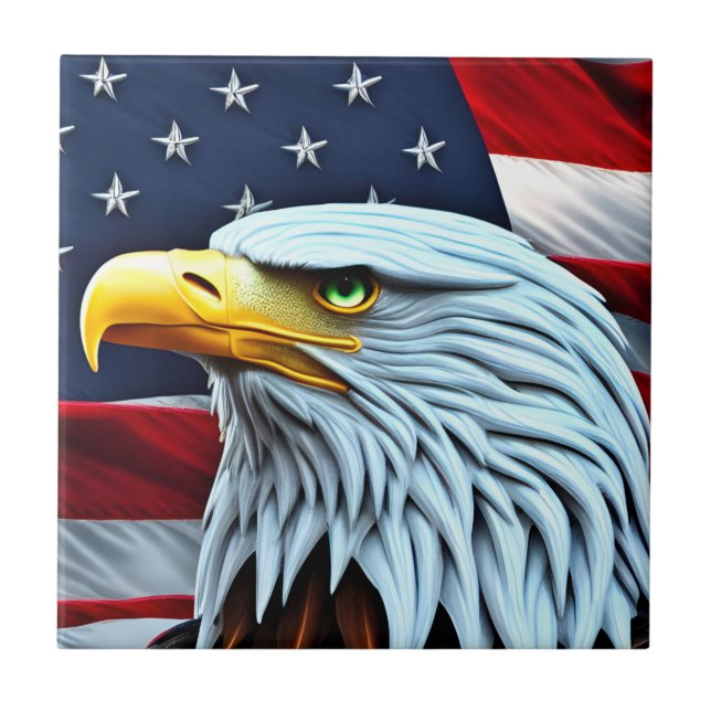 Patriotische Amerikanische Adler Dekorative Kerami Fliese (Vorderseite)