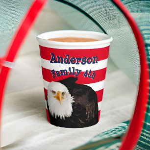 Patriotische amerikanische Adler-Familienname-Flag Pappbecher