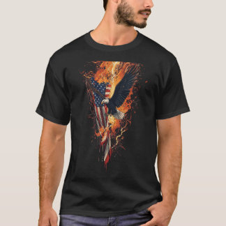 Patriotische amerikanische Adler-Feuerflagge T-Shirt