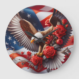 Patriotische Amerikanische Adleruhr Große Wanduhr
