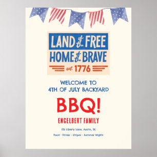 Patriotische amerikanische BBQ-Party zum 4. Juli Poster